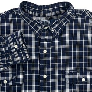 Polo Ralph Lauren Whitfield Plaid Button Down Shirt XL Blue White Long Sleeve